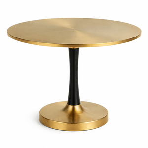 Support de présentation rond élégant avec une magnifique finition dorée et une colonne centrale noire stylée, conçu pour la présentation professionnelle des aliments - Product Image 1