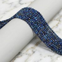 Perles en vrac micro-facettées en lapis-lazuli naturel de 2 mm de la meilleure qualité pour la fabrication de colliers, bracelets et boucles d'oreilles - Vente en gros