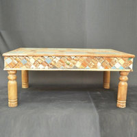 Table basse classique de salon en bois massif récupéré/recyclé indien