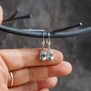 <b>Large</b> Oval Cut Natural Aquamarine Leverback Drop Earrings 925 Sterling Silver Dangle Gemstone March Birthstone Luxury Party - Product Image 3