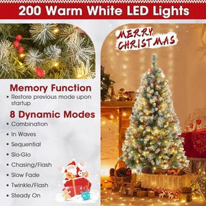 Albero di Natale Artificiale con Luci LED Bianco Caldo e Rami in PVC - Product Image 6