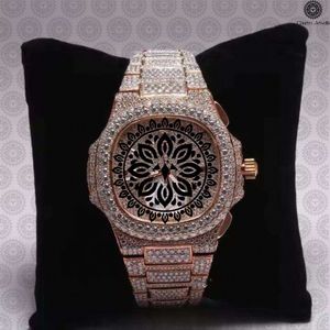 Charm_Jewells Luxury Women's Diamond Encrusted Stainless Steel Analog Quartz <b>Watch</b> With Sapphire Crystal Round Dial 40mm - Product Image 2