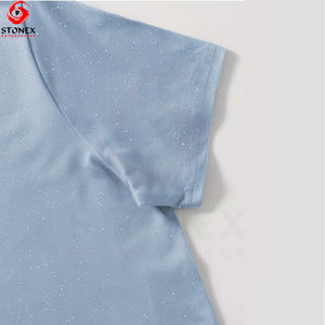 Camisetas de Cuello Redondo 100% Algodón para Mujer, Bordado de Logotipo Personalizado, Transpirables, de Secado Rápido, Manga Corta, Casuales, de Verano, para Exteriores, Corte Holgado - Product Image 3
