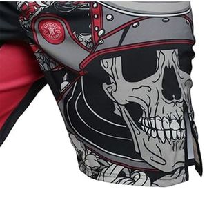 Shorts de boxe pour hommes, noir et rouge, imprimé numérique, blocs de couleur, évacuation de l'humidité, séchage rapide, polyester, coupe athlétique, logo avant - Product Image 4