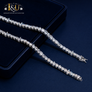 925 Silver Moissanite Necklace Brilliant <b>Drop</b> Shaped Cut Channel Set <b>Box</b> Chain Rhodium Plated Hip Hop Luxury Jewelry Gift - Product Image 3