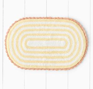 Tapis de bain ovale en coton 100% avec bordure en dentelle crochetée |   Tapis de salle de bain doux et absorbant fait à la main - Product Image 3