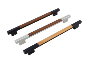 Poignée longue en aluminium et bois pour porte principale, finition noir soyeux, pour porte d'entrée moderne en bois foncé, quincaillerie de luxe - Product Image 2