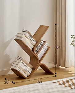 Wooden Ladder Shelf Five Tier Standing Book Rack For Living Room Eco Friendly Carved Design And Reading <b>Corner</b> Decor - Product Image 3
