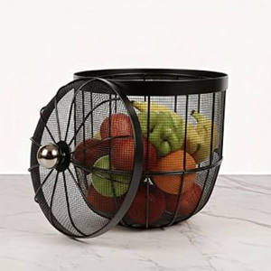 Luxury Metal Pineapple Fruit Basket With <b>Mesh</b> Lid <b>Insect</b> Proof & Rust Resistant Decorative Countertop Storage Bowl For Fruits - Product Image 3