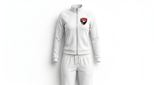 Women's <b>White</b> <b>Tracksuit</b> Full Zipper Hooded Collar Solid Color Breathable Casual Jogger Set Logo Winter Wear 100% Cotton - Product Image 1