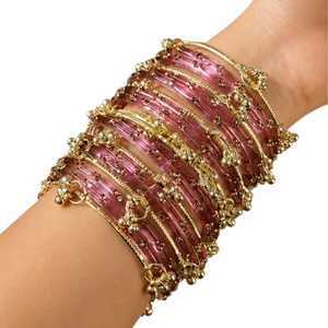 Ensemble de 16 bracelets Jhumki dorés de haute qualité, style Ghungroo, pour mariage et fêtes, collection premium Punjabi Churiyan - Product Image 1