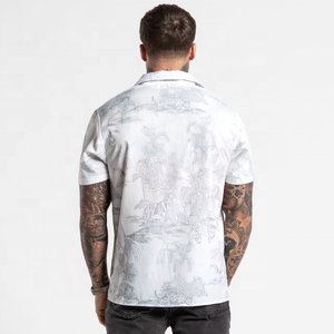 Bleu printemps personnalisé mode chemises 2025 chic hommes vêtements boutonné chemises rides Stretch impression chemise décontractée - Product Image 2