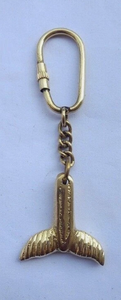 Brass Whale Tail Keychain Nautical Metal Key <b>Ring</b> with Carabiner <b>Clip</b> Marine-Themed Bag Key Accessory - Product Image 3