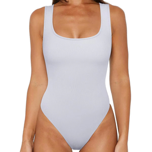 บอดี้สูทไซส์ใหญ่ ผ้าริบ กระชับสัดส่วน ควบคุมหน้าท้อง คอกว้าง แขนกุด ทรงเข้ารูป เสื้อพื้นฐาน ชุดออกงาน ชุดฤดูร้อน - Product Image 1