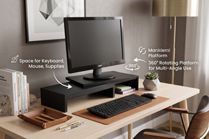 Ergonomic Wooden Computer Monitor Stand <b>Riser</b> Extendable Height Adjustable Laptop Stand Home Office Modern Design - Product Image 3