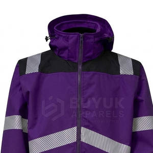 Chaqueta de Trabajo de Alta Visibilidad, Reflectante, con Capucha, Resistente al Viento, Impermeable, Transpirable, 100% Poliéster, Protección Contra Incendios - Product Image 5