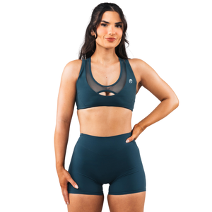 เสื้อชั้นในกีฬาผู้หญิงแบบตาข่าย ดีไซน์สายรัด สำหรับโยคะ ออกกำลังกาย ระบายอากาศได้ดี ยืดหยุ่น กระชับ รองรับน้ำหนักเบา ชุดออกกำลังกาย - Product Image 1