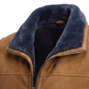 <b>Men's</b> Premium Genuine Leather <b>Shearling</b> Winter <b>Jacket</b> Breathable Polyester Lining Aviator Coat Durable Warm Fashion Wear Fit - Product Image 2