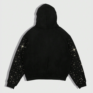 Sweat-shirt à capuche personnalisé avec impression sérigraphique et strass, style streetwear décontracté, impression sérigraphique et strass de haute qualité, unisexe - Product Image 2