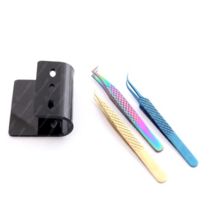 Pinzas de Acero Inoxidable de Alta Calidad para Extensión de Pestañas con Punta Puntiaguda, Soporte de Exhibición Acrílico con Logotipo Personalizado, Todos los Colores - Product Image 1