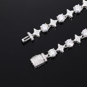 Bracelet en argent sterling certifié Moissanite Star Link, chaîne de poignet de luxe sertie de pierres, bijoux fins brillants unisexes, style cadeau - Product Image 2