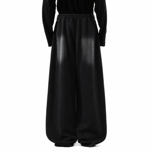 Pantalon Harem Femme Personnalisé avec Logo, Motif Lettres Imprimé, Coupe Ample, Style Streetwear, Longueur Intégrale, Taille à Cordon, Tissu Éponge Noir - Product Image 3