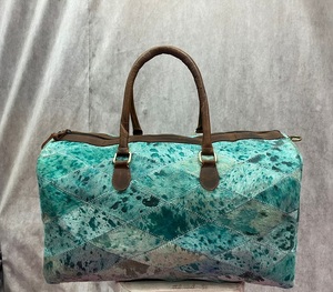 Handcrafted Leather Duffle <b>Bag</b> <b>Patchwork</b> Travel Weekender Large Capacity Overnight Carry Gym Sports Luggage <b>Bag</b> - Product Image 4