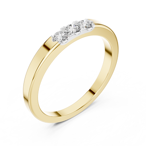 Anillo de Oro Amarillo de 18 Quilates con Tres Diamantes Redondos Cultivados en Laboratorio, Chapado en Rodio, para Uso Diario, Regalo Glamuroso de San Valentín para Mujer - Product Image 1