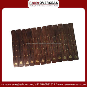 Quemador de incienso de estrella Triquetra de madera hecho a mano, patrón de incrustaciones de latón, receptor de cenizas recién llegado para regalar anís estrellado - Product Image 5