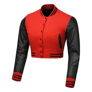 Women Cropped Bomber <b>Jacket</b> Streetwear Varsity Coat Custom Embroidery Supplier USA - Product Image 2