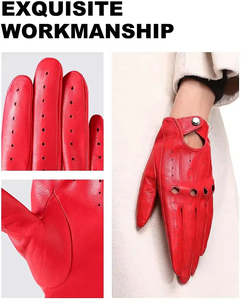 Gants en velours noir chaud de haute qualité pour femme, compatibles avec les écrans tactiles, pour la conduite hivernale, en cuir - Product Image 5