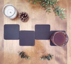 Elegant Leather Coasters Set Handmade Durable Drink Coaster Heat Resistant <b>Table</b> Protection Coffee Use GLC-0055 - Product Image 1