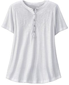 2024 gran oferta camiseta Henley con ojales de mente abierta a la moda para mujer - Product Image 2