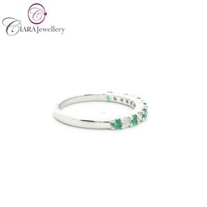 แหวนแต่งงาน18K สีขาว/เหลืองทองเพชรธรรมชาติและมรกตแหวนหมั้นสำหรับผู้หญิงสไตล์อินเทรนด์ - Product Image 3