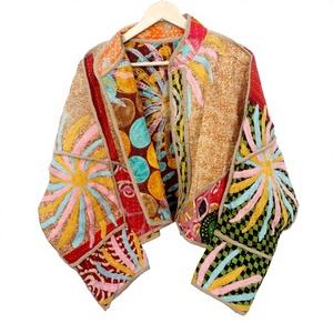 Chaqueta Kantha de algodón vintage hecha a mano para mujer, chaqueta corta para la temporada de otoño, chaqueta Kantha corta vintage para mujer - Product Image 1