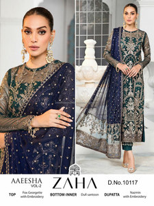 Soyez fabuleux dans notre ensemble tendance et riche look Gorgeous Plus size Fox Georgette Salwar costume pour les femmes - Product Image 3