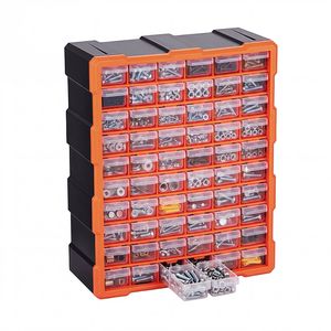 Armoire de rangement en plastique à 60 tiroirs, empilable, organisateur de petites pièces pour garage, montage mural - Product Image 1