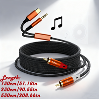 Câble audio tressé en nylon plaqué or double RCA 3,5 mm JAYA pour ordinateur et autoradio – Ventes directes usine