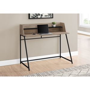 Scrivania Moderna Contemporanea da 48 Pollici per Ufficio Domestico con Ripiani Portaoggetti, Laminato Marrone e Metallo Nero per Lavoro con Laptop - Product Image 5