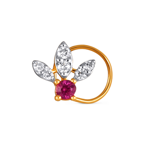 Pendiente de Nariz de Oro Amarillo de 18K para Mujer con Diamantes Cultivados en Laboratorio de Corte Brillante Redondo, Lujoso para Uso Diario - Product Image 1