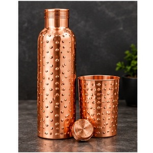 Botella de Agua de Cobre con Diseño Moderno de Ondas, Vaso Portátil de Viaje con Tapa - Product Image 5
