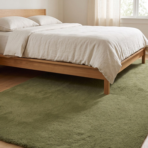 Tapis en laine vert olive uni, tufté à la main, antidérapant, tapis texturé doux pour salon, chambre à coucher, décoration moderne de la maison - Product Image 3