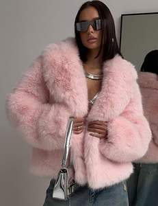 Abrigo de lana estilo trench de lujo con cuello grande de piel de zorro, doble faz de cachemira con piel auténtica, para mujer, otoño-invierno - Product Image 3