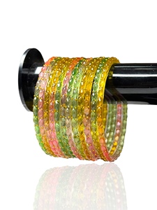 Designer Emerald Cut Gold Plated Trendy Multicolor Raindrop Glass Pearl <b>Bangles</b> Bridal & Festival Wear at Wholesale Price - Product Image 1
