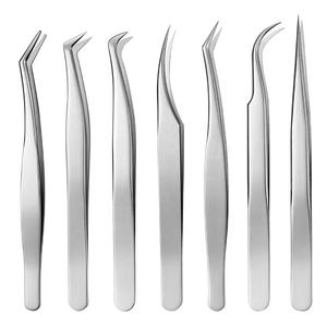 Pinzas de pestañas de acero inoxidable de alta calidad profesional Gray Rocks aplicador de punta puntiaguda para extensiones de pestañas al por mayor - Product Image 5