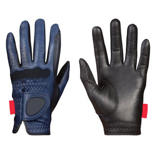Men Genuine Leather Riding Gloves Solid Color Hook And Loop Closure Regular Fit Blue Black <b>Equestrian</b> Gloves 2026 - Product Image 1