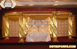 Decoración de Mandap de Cristal para Boda de Estilo Vintage, Magnífico Mandap de Cristal de Aspecto Blanco, Decoración de Mandap de Cristal de Diseño, Mandap de Boda de Estilo Cristalino NZ - Product Image 6
