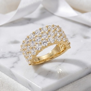4.80CTW Round Cut Pave Set Triple Row <b>Statement</b> <b>Ring</b> - Product Image 1