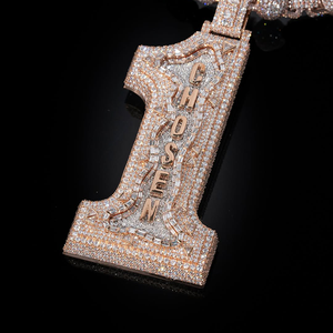 Colgante Personalizado con Letra y Logotipo, Estilo Hip Hop, Alta Calidad, Plata 925 con Moissanita, para Hombre - Product Image 2