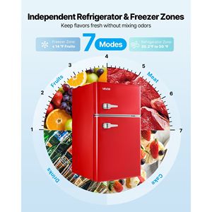 Mini Frigorifero Compatto a Due Porte da 3.2 Cu.Ft, Congelatore a Doppia Porta ad Alta Efficienza Energetica con Temperatura Regolabile e Ripiano in Vetro - Product Image 4